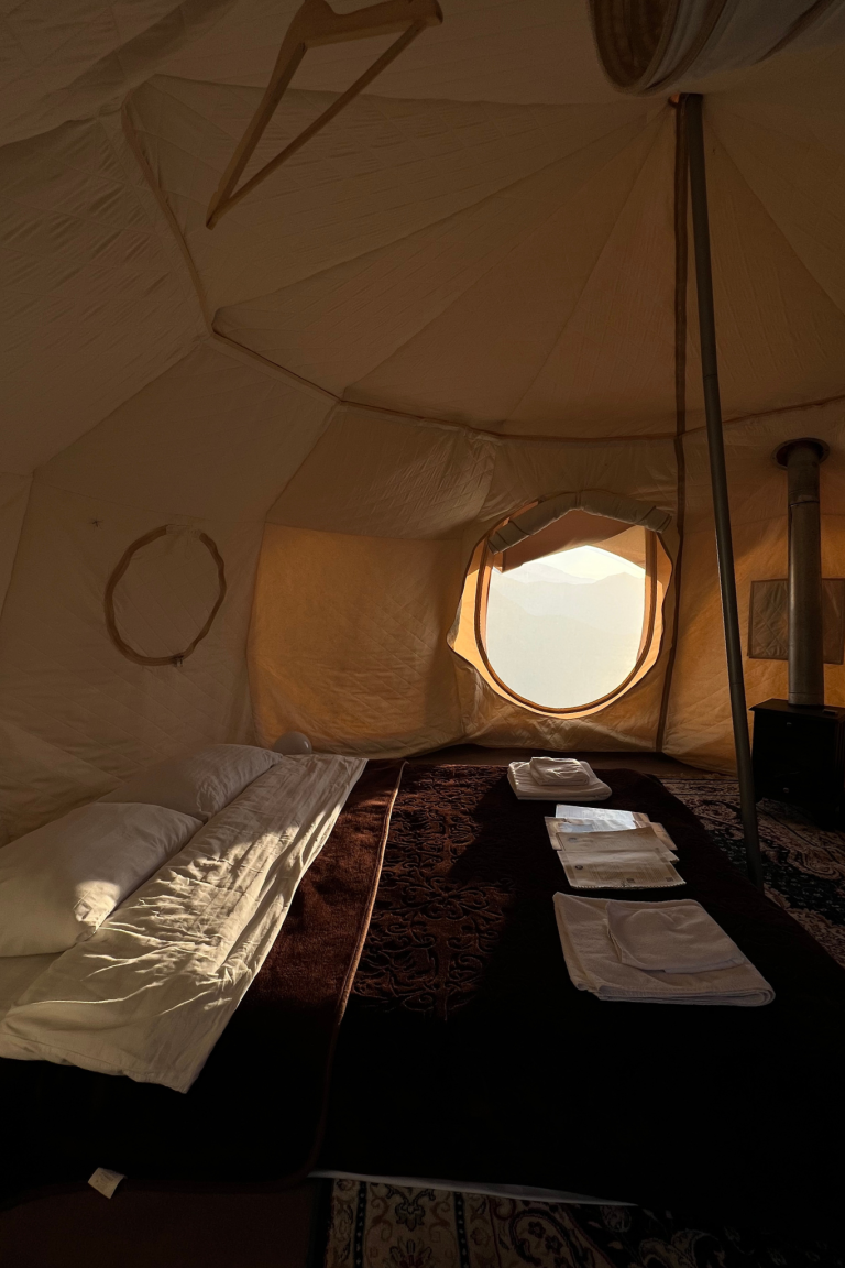 Inside of a Lotus Belle Tent